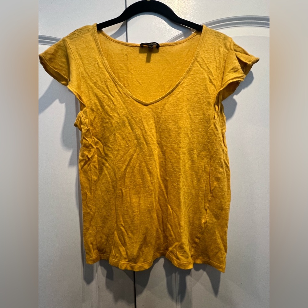 Massimo Dutti Mustard Short Sleeve Top